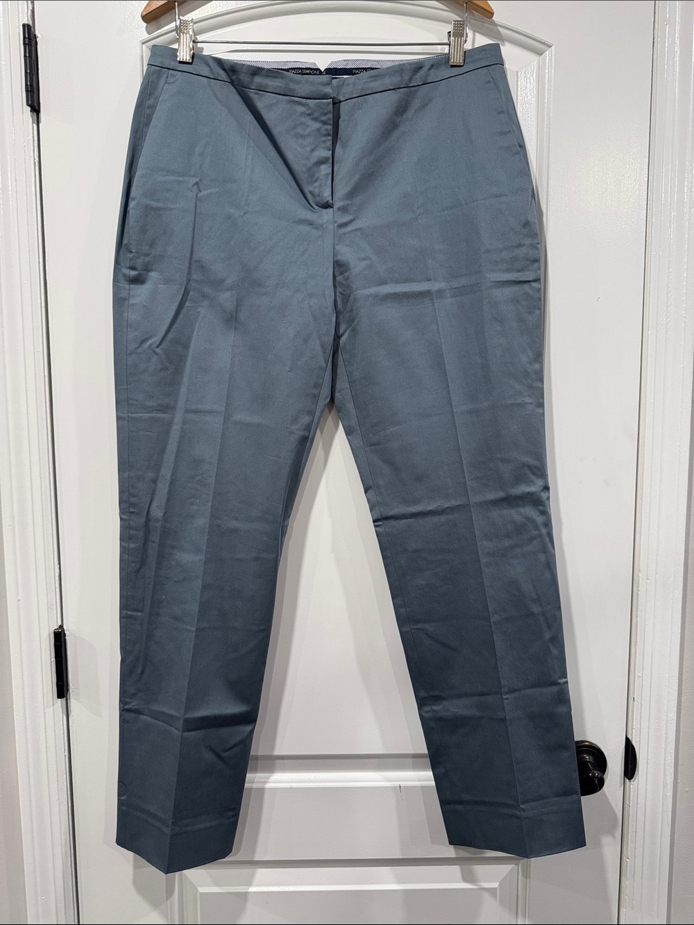 NWT Piazza Sempione Blue Dress Straight Leg Pants Womens 12-U.S. 48EU